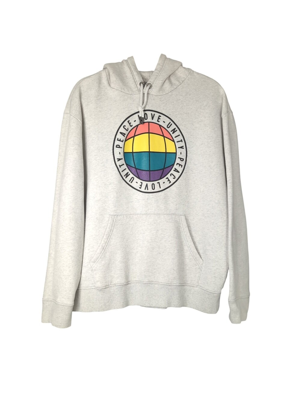 Aeropostale Peace Love Unity Hoodie XL Gray Graphic FleeceUnisex Pullover